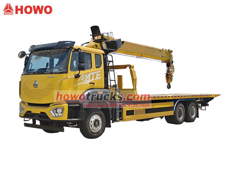Howo flatbed tow truck with 8T crane Howo flatbed tow truck with 8T crane