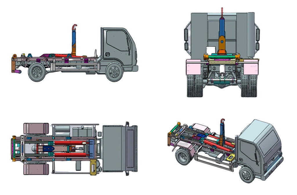 Hook loader truck technical drawing Hook loader truck technical drawing