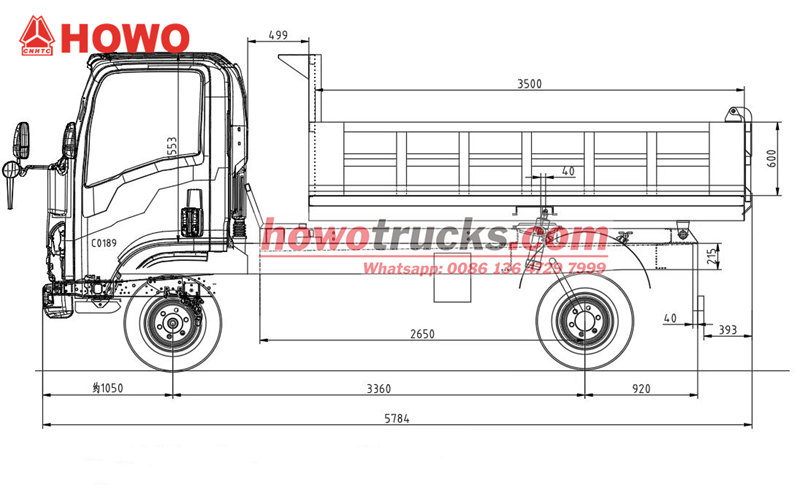 HOWO 4×2 tiiper truck drawing