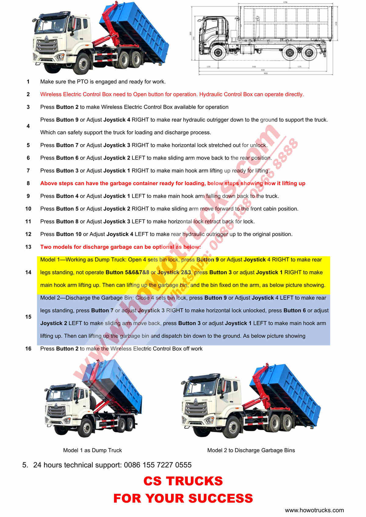 HOWO NX 20tons Hook Lift Truck Operation Guidance